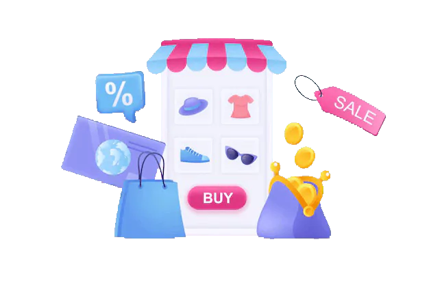 mobile shopping application concept 3d illustration icon composition with goods smartphone 9209 7857 طراحی وب‌سایت webdesign | قلموم ghalamom