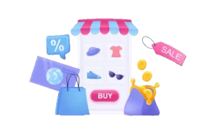 mobile shopping application concept 3d illustration icon composition with goods smartphone 9209 7857 طراحی وب‌سایت webdesign | قلموم ghalamom